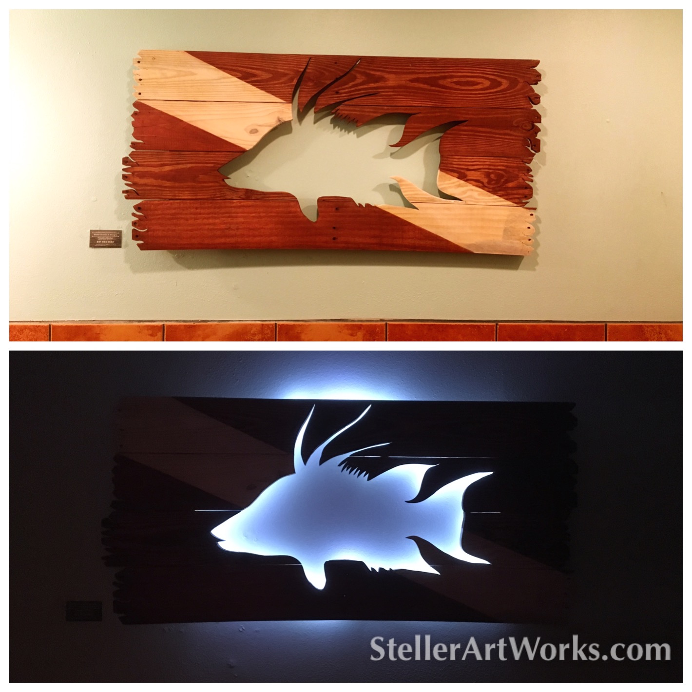Hogfish with Divers Flag in Oak